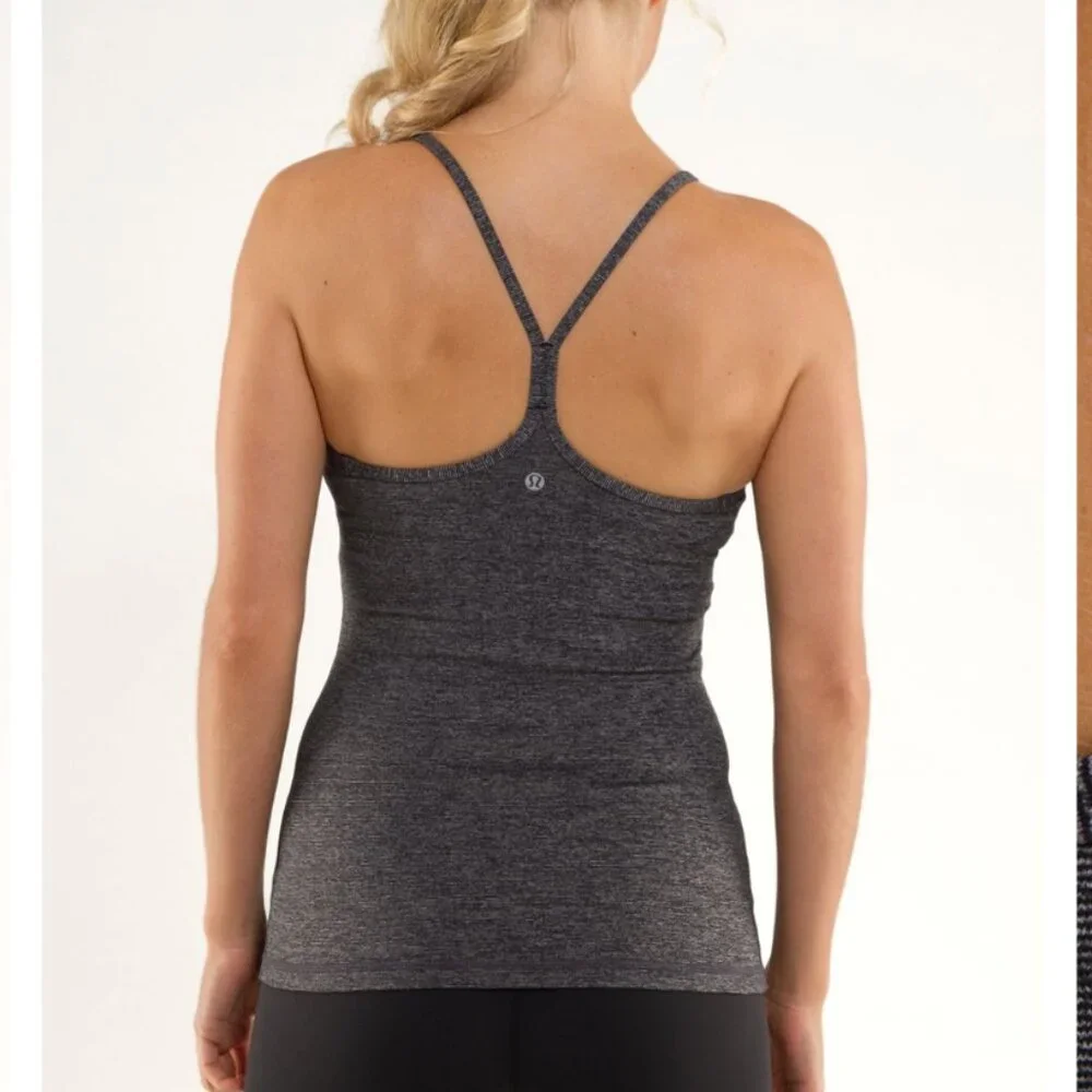 Lululemon Power Y Tank - Black Wee Stripe - Size 4